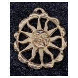 14k Gold Sun Pendant, Tw 2.4g, Sz ï¿½in Tall