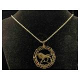 Sterling Silver Lion Pendant & Necklace, Tw 28g,