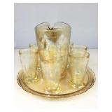 8pc Jeannette Glass Floragold Louisa Refreshment