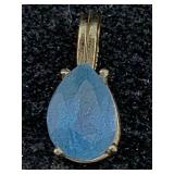 14k Gold Pendant W/blue Spinel, Tw 1.1g. Sz ï¿½in