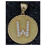 10k Gold W Round Pendant , Tw 2.5g, Sz 1in