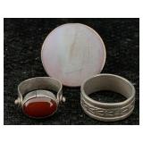 3 Sterling Silver Rings, Tw 26.9g, Sz 6.5, 7.5 &