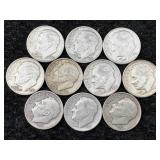 10-90% Silver Roosevelt Dimes, Fv $1.0