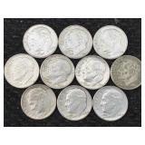 10-90% Silver Roosevelt Dimes, Fv $1.0