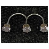 Sterling Silver Double Ring W/cz Stones, Tw 5.5g,