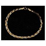 14k Gold Bracelet, Tw 2.2g, Sz  7in Long