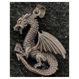 Sterling Silver Dragon Pendant, Tw 11.4g, Sz 1in