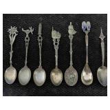 7 Souvenir Spoons W/3 Silver Spoons, Tw 32.8g
