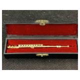 Gold-plated Decorative Miniature Flute In Case,