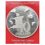 .925 Silver 1973 Trinidad 10 Dollar Coin, Tw 38.1g