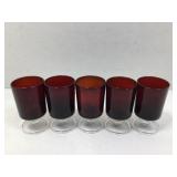 These five vintage Luminarc  cavalier, ruby red