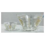 A Hazel Atlas Chip and Dip set in clear glass