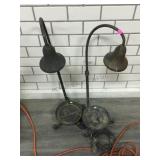 2 Metal Cachepot lamps, approx 29in tall