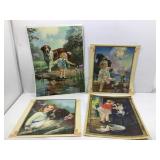 Four different prints featuring a young girl with