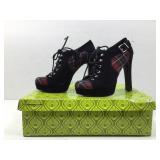 Gianni Bini Like New Red/Black Plaid Lace Up