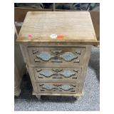 Solid wood side table w/3 drawers, approx 31in