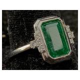 Platinum Ring W/emerald & Diamond 2.27ct, 0.15ct,