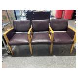 Dark purple 3-seat bench, approx 5ft long