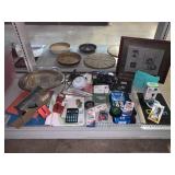Assorted Office Supplies. Calculator, Pushpins,