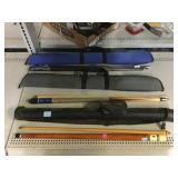 3 Pool Sticks with Cases.