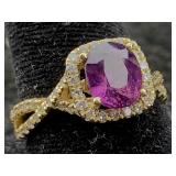 14k Gold Ring Sapphire & Diamond, 1.88ct & .60ct,