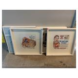 4 Wall Hanging Decor Prints. Approx 21x21in
