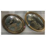 Antique Reverse Painted Convex Glass Art and
