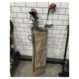 Vtg Burton Golf Bag w/clubs, see photos