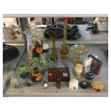 Vintage Swedish Amber Art Glass, Trinket Boxes,