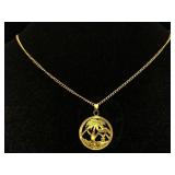 18k Gold Necklace W/palm Tree Charm, Tw 16.7g, Sz