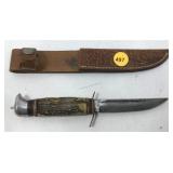 Vtg Benjamin Germany Stag Handle Hunting Knife