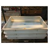 3 White plastic stacking containers, approx