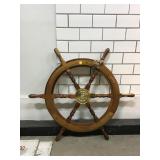 Solid wood  Helm wheel, approx 29in diameter