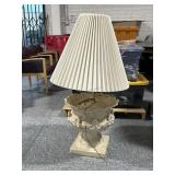 Composite Floor lamp w/large shade, approx 46in