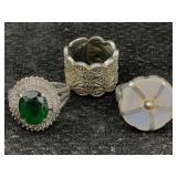 3 Sterling Silver Rings, Tw 24.9g, Sz 6 & 8