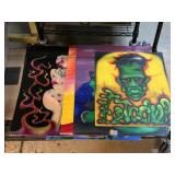 5 painting incl. Zombies and more, approx 24x18in