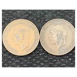 1934 & 1945 One Penny United Kindom Coins