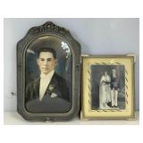 Antique Hand Painted Portrait In Convex Glass