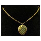 14k Gold Chain Necklace W/heart Pendant, Tw 45.5g,