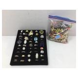 Fashion Costume Rings on display and assorted