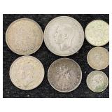 7 Silver Foreign Currency Coins, Tw 35g