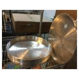 9 Metal pans, approx 16x1.5in