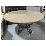 Stone top dining table w/metal base, heavy,