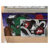 3 Paintings in canvas of Zombie, Medusa and