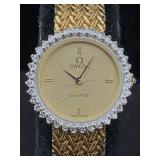 Omega Quartz Watch W/14k Gold Band, Tw 31g, Model