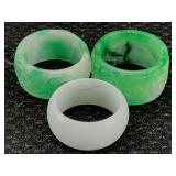 3 Jade Rings, Tw 17.7g, Sz 9, 10 & 10ï¿½,
