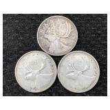 3-80% Silver Canadian Quarters