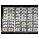 24-$2 Thomas Jefferson Usa Bills