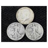 3-90% Silver Half Dollars
