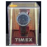 Vtg Timex Blue Dial Wind Up Watch W/case., Model